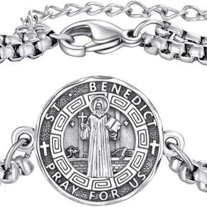 Sterling Silver Patron Saint Bracelet Religious Protector Jewelry Gift for Women